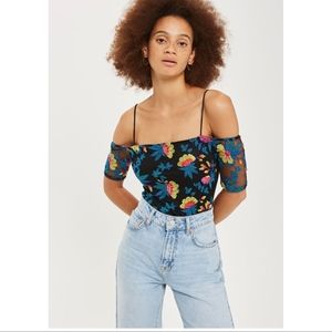 Topshop Embroidered Off-the-Shoulder Bodysuit